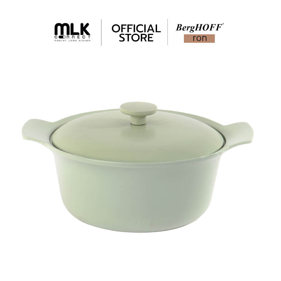 หม้อพร้อมฝาเหล็กหล่อ BergHOFF รุ่น Ron ทนทาน 24 ซม. สีเขียว  3900045